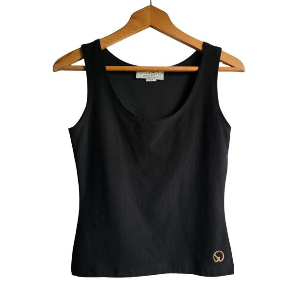 VTG St. John Tank Top Black Polished Jersey Sportswear by Marie Gray Designer S - Picture 1 of 7